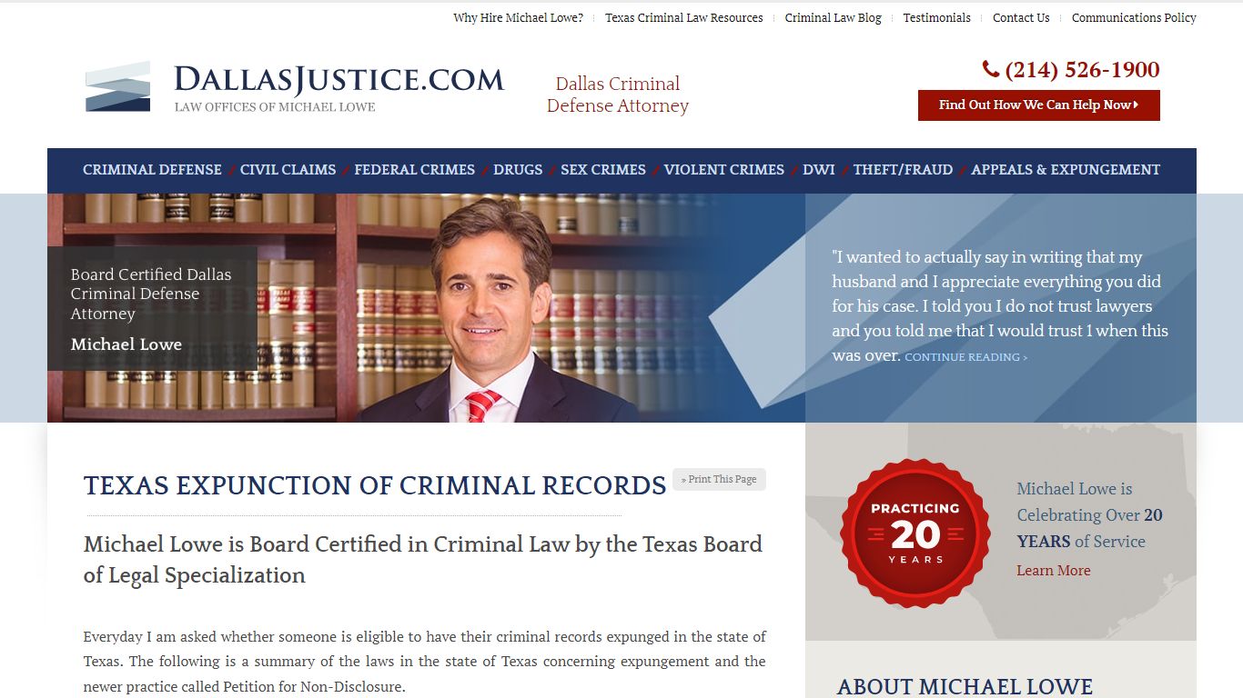 Texas Expunction of Criminal Records - Dallas Justice
